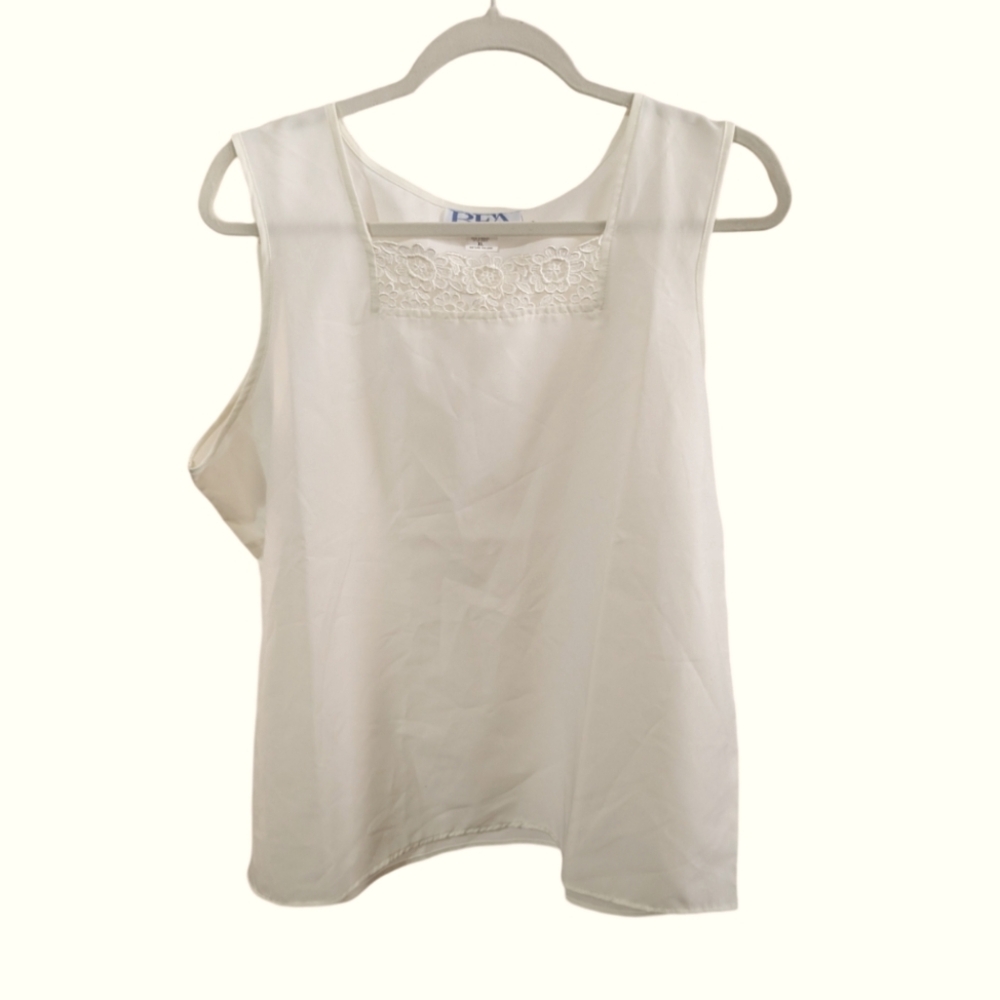 Vintage BFA Classics Sleeveless Cream Top Cami Lace Detail XL